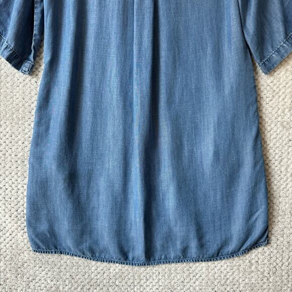 Cloth & Stone Dress Women S Blue Tencel Chambray Shirt Collar V-Neck Pockets - Picture 9 of 14